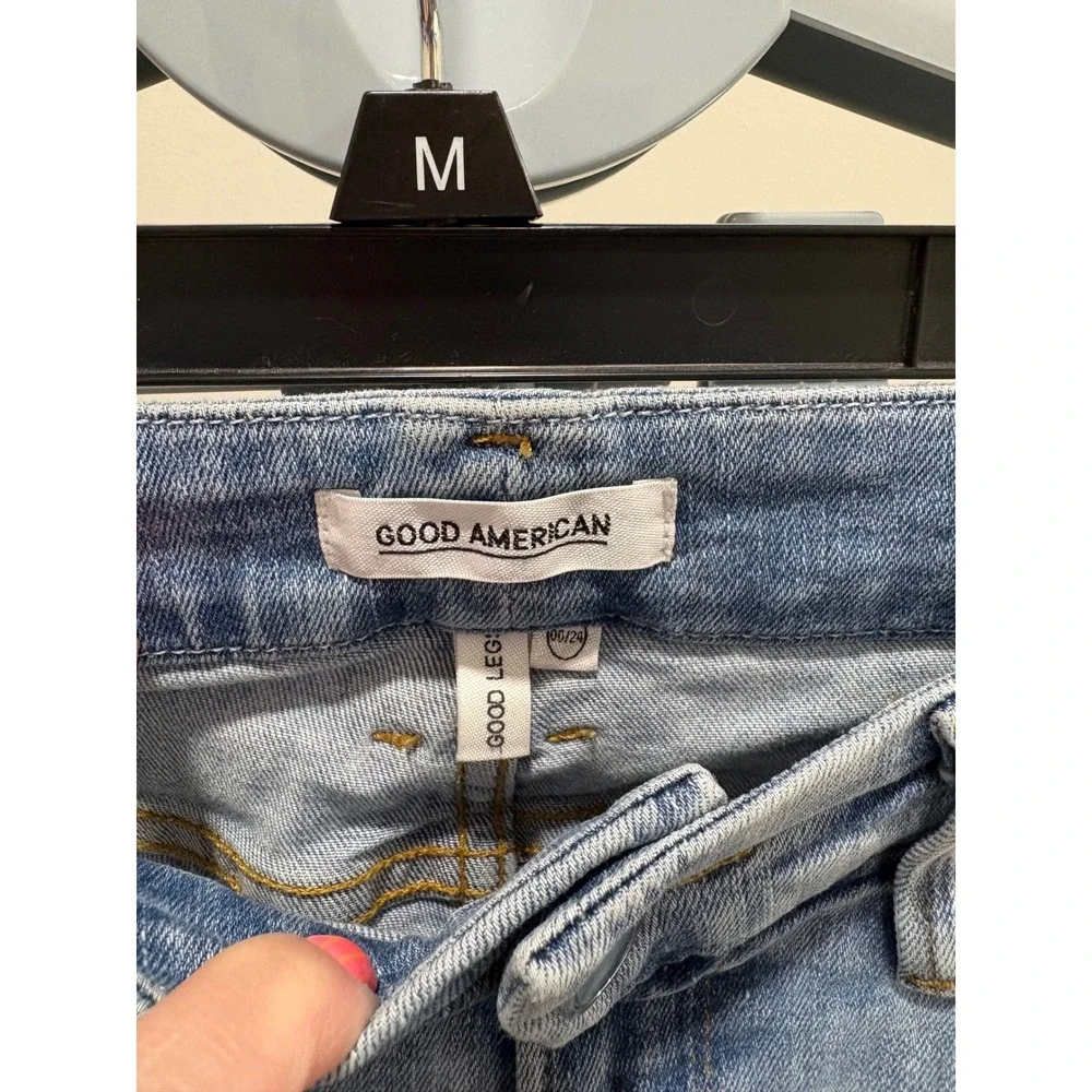 Good American Good Legs Skinny Jean Medium Light Wash Slim Size 00/24 Denim